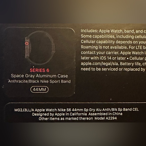 Apple Watch Nike Series 6 GPS+ Cellular, 44mm Space Gray Aluminum Black Nike. - Picture 5 of 5